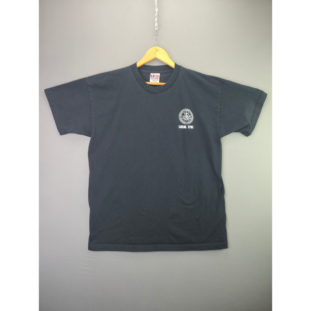 Bayside Machinists Union Local 1781 Tee XL Black Made in USA Heavyweight Cotton